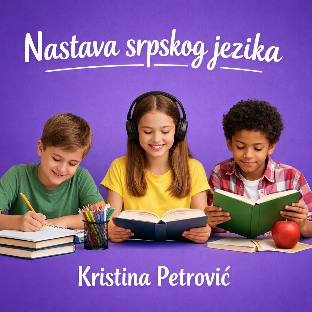 Nastava srpskog jezika i književnosti; pripremna nastava za osmake; pomoć pri izradi pismenih zadataka. Nastava za učenike svih uzrasta, uživo ili onlajn