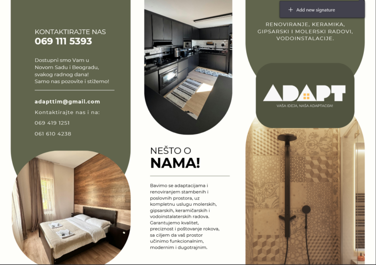 Bavimo se adaptacijom svih stambenih i poslovnih objekata.Povoljno